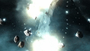 a GIF of Asteroids Millennium game play